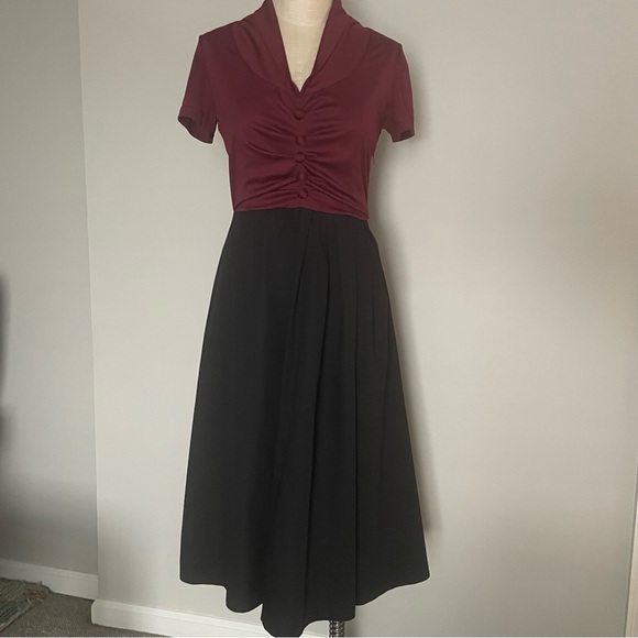 Lindy Bop Dresses & Skirts - Lindy Bop Elsa burgundy and black dress size M